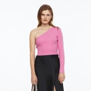 H&M ribbed jersey one shoulder top size Large NWT